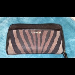 brown zebra print coach wallet